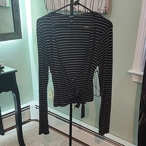 Black and White Striped Women's Top